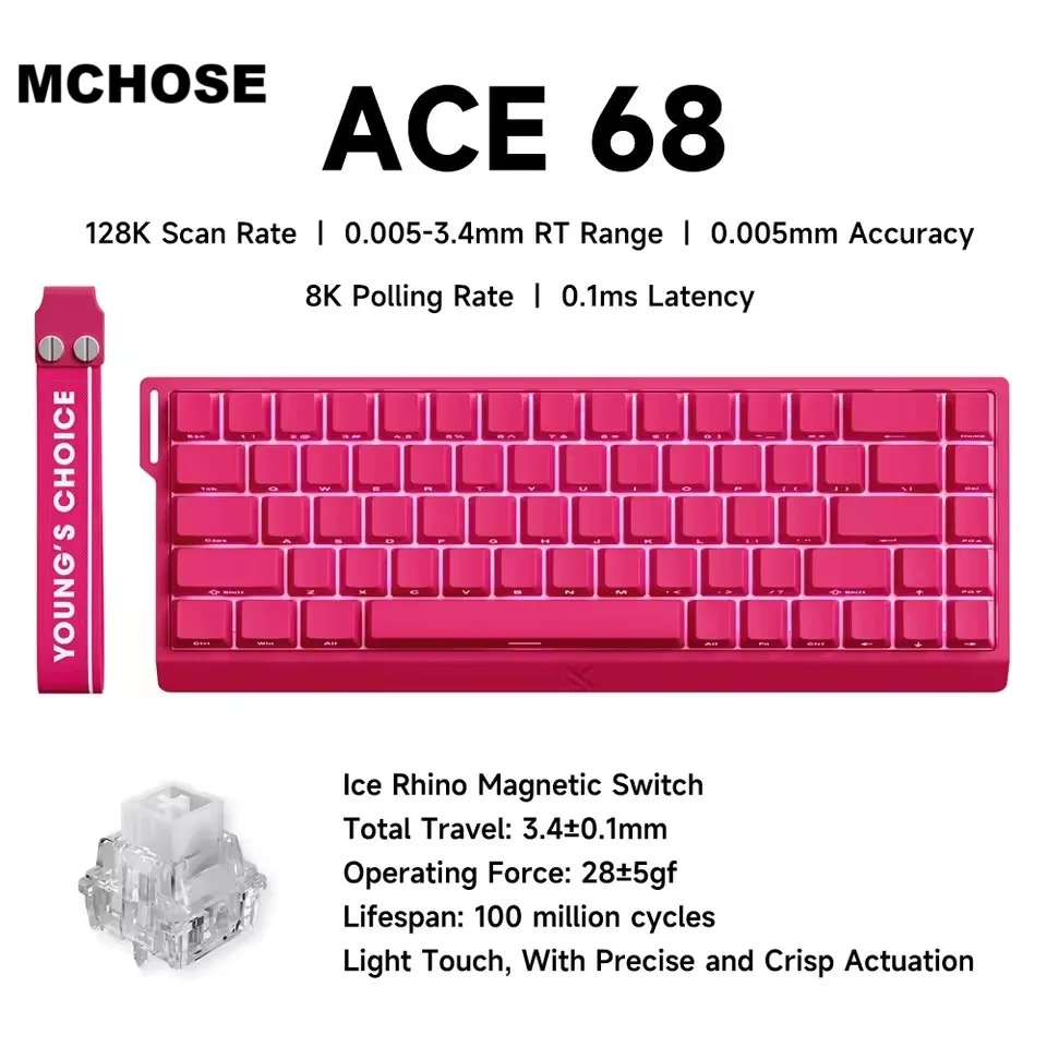 MCHOSE Ace68 Ace 68 Magnetic Mechanical Keyboard Original 0.1ms Latency RT 0.005mm 8K+128K Customized E-sports Gaming Keyboard
MCHOSE Ace68 Ace 68 Magnetic Mechanical Keyboard Original 0.1ms Latency RT 0.005mm 8K+128K Customized E-sports Gaming Keyboard