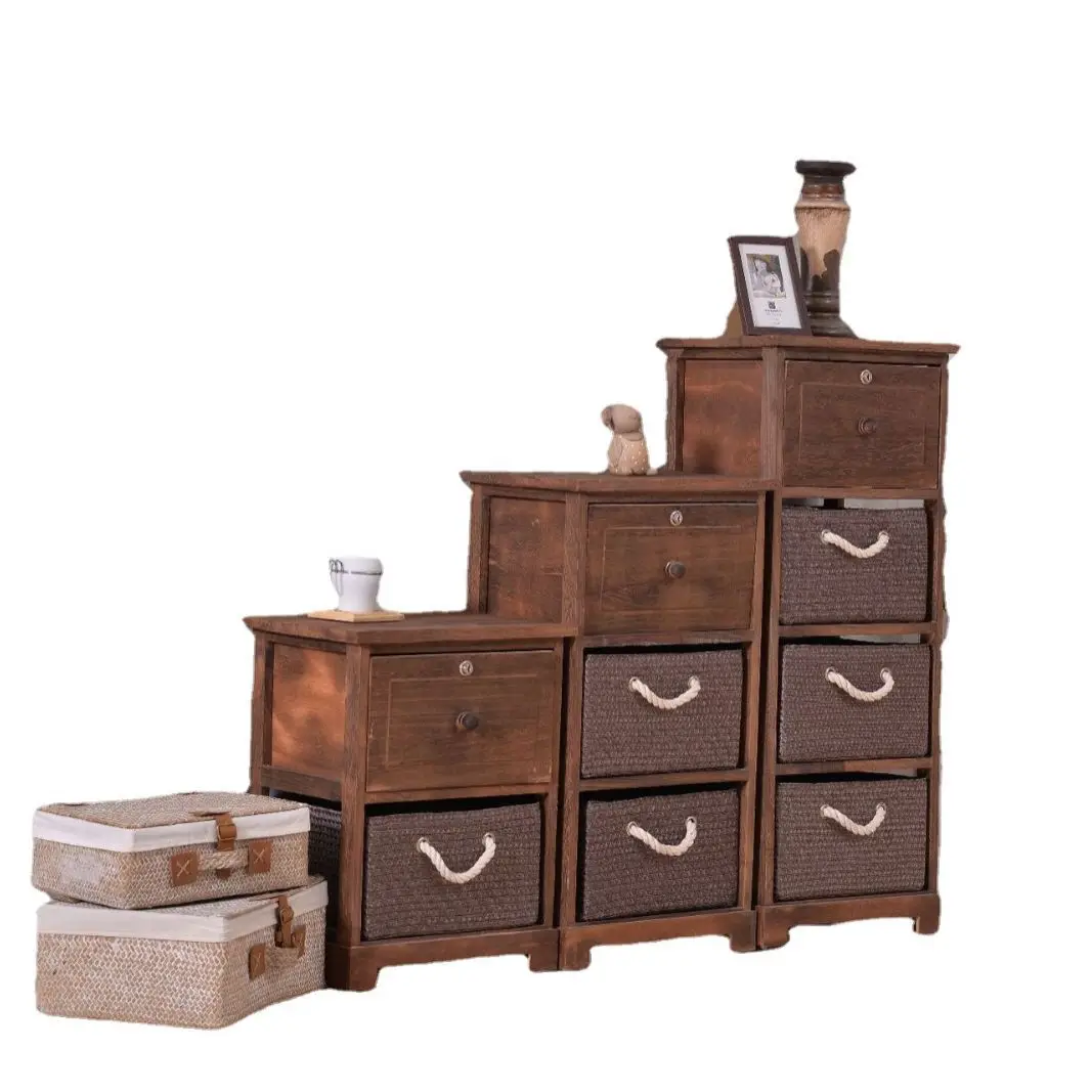 American retro modern simple bedroom solid wood storage bedside table 
American retro modern simple bedroom solid wood storage bedside table