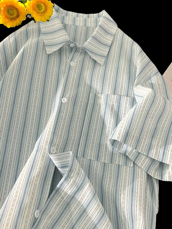 Мужская рубашка Clean Cut в сине-белую полоску, летняя, тонкая, свободного кроя, повседневная, дышащая, легкая, с коротким рукавом
Мужская рубашка Clean Cut в сине-белую полоску, летняя, тонкая, свободного кроя, повседневная, дышащая, легкая, с коротким рукавом