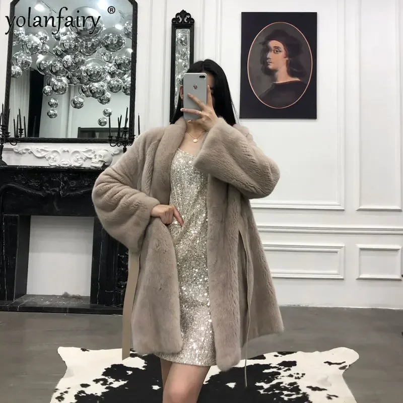 2023 New Real Fur Coat Women's Winter Jacket Whole Mink Fur Jackets for Women V-neck Belt Fur Clothing Female Mid Long Outwear F
2023 New Real Fur Coat Women's Winter Jacket Whole Mink Fur Jackets for Women V-neck Belt Fur Clothing Female Mid Long Outwear F
