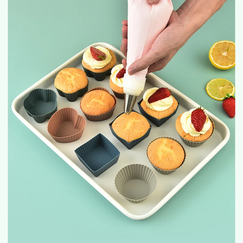 Silicone Muffin Cup Baking Kitchen Tools Home Cake Heart-Shaped Round Square Flower Stainless Steel Mounting Bag Baking Mold
Silicone Muffin Cup Baking Kitchen Tools Home Cake Heart-Shaped Round Square Flower Stainless Steel Mounting Bag Baking Mold