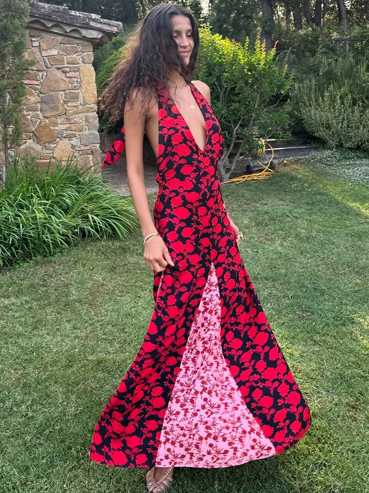 Absobe Women's Floral Maxi Dress Halter Tie Deep V Polka Dot Sexy Backless Patchwork Contrast Slim A-Line Long Dress Partywear
Absobe Women's Floral Maxi Dress Halter Tie Deep V Polka Dot Sexy Backless Patchwork Contrast Slim A-Line Long Dress Partywear