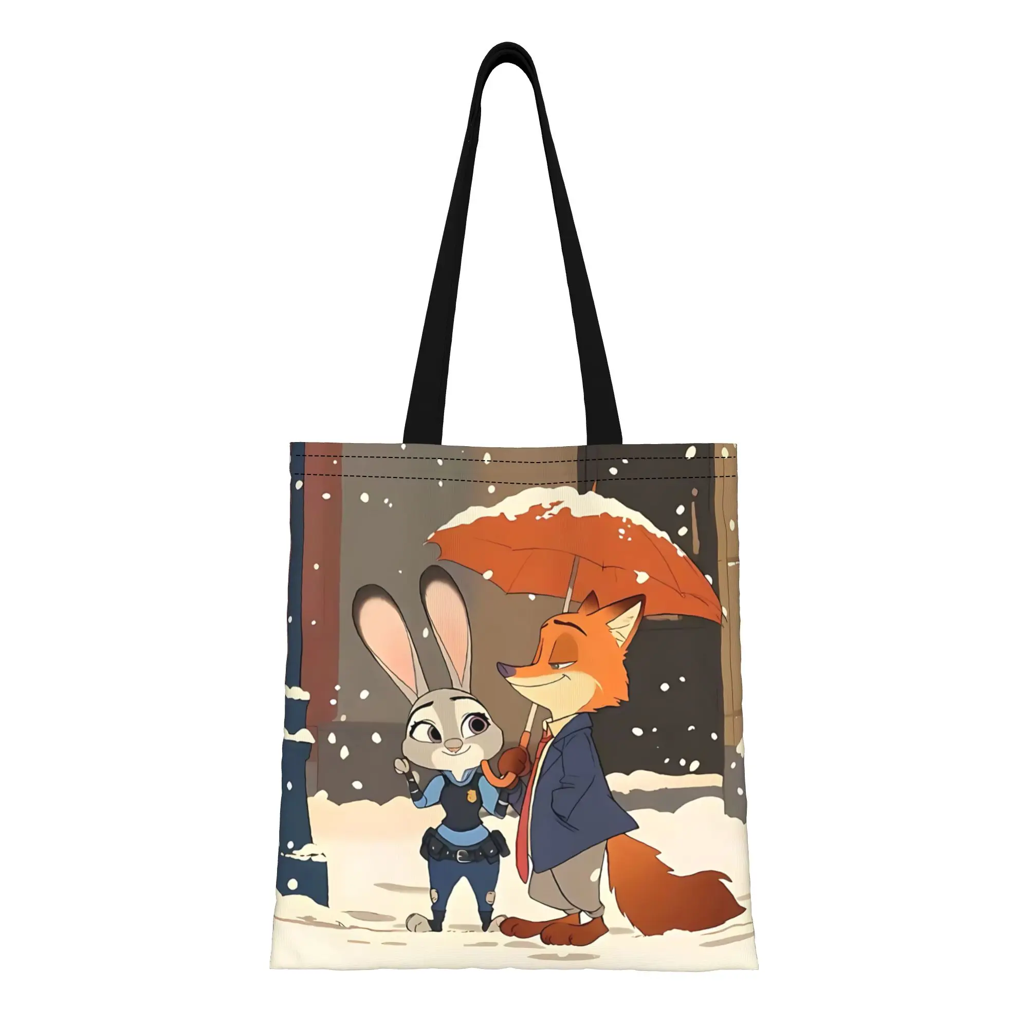 1 шт. многоразовая двусторонняя холщовая сумка-тоут на День святого Валентина с изображением Джуди и Ника из мультфильма «Зверополис 2» в снежном дизайне, на плечо
1 шт. многоразовая двусторонняя холщовая сумка-тоут на День святого Валентина с изображением Джуди и Ника из мультфильма «Зверополис 2» в снежном дизайне, на плечо