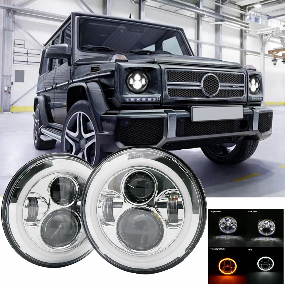2Pcs 7 Inch H4 Round Headlight with Amber Turn Signal For Urban Harley BMW Jeep JK 4x4 Suzuki Samurai Jeep Wrangler Off Road
2Pcs 7 Inch H4 Round Headlight with Amber Turn Signal For Urban Harley BMW Jeep JK 4x4 Suzuki Samurai Jeep Wrangler Off Road