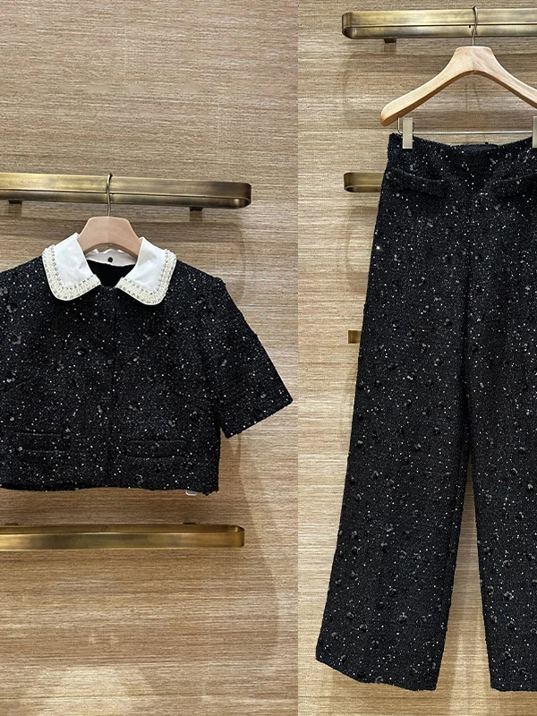 Fall Winter Color Block Pearl Diamond Embroidered Floral Top Pants Set Women's High Waist Long Pants French Style Fashion Set
Fall Winter Color Block Pearl Diamond Embroidered Floral Top Pants Set Women's High Waist Long Pants French Style Fashion Set