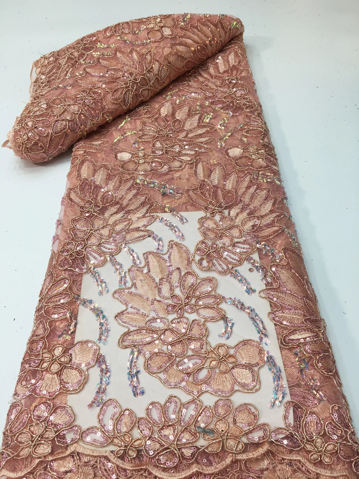 2023 High Quality Peach French Tulle Sequins Net Lace Fabric African Nigerian Lace Fabric For Wedding Dress Party Sewing PYX2324
2023 High Quality Peach French Tulle Sequins Net Lace Fabric African Nigerian Lace Fabric For Wedding Dress Party Sewing PYX2324