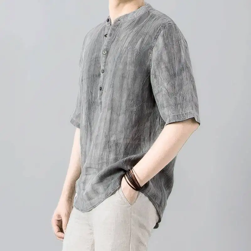 Worn-In Folded-Look Linen Five-Quarter Sve irt Men's Summer Loose Stand Collar Overhead Breathable Cotton-Linen Casual S...
Worn-In Folded-Look Linen Five-Quarter Sve irt Men's Summer Loose Stand Collar Overhead Breathable Cotton-Linen Casual S...