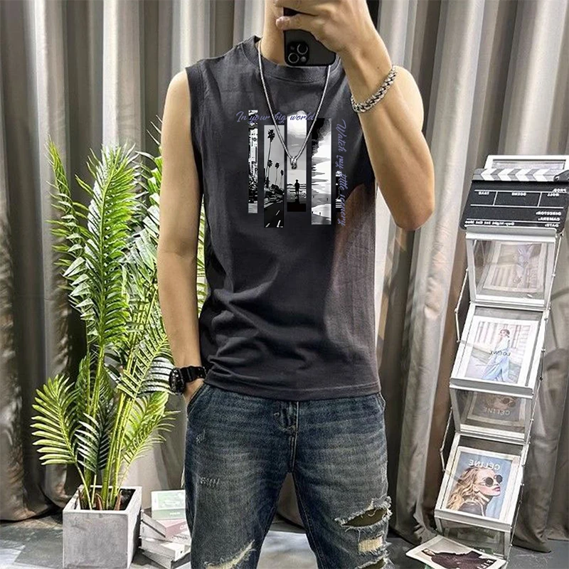 Fashion O-Neck Sleeveless Korean Printed Letter T-Shirts Men's Clothing Summer New Loose Casual Tank Top Punk Tee Shirt
Fashion O-Neck Sleeveless Korean Printed Letter T-Shirts Men's Clothing Summer New Loose Casual Tank Top Punk Tee Shirt