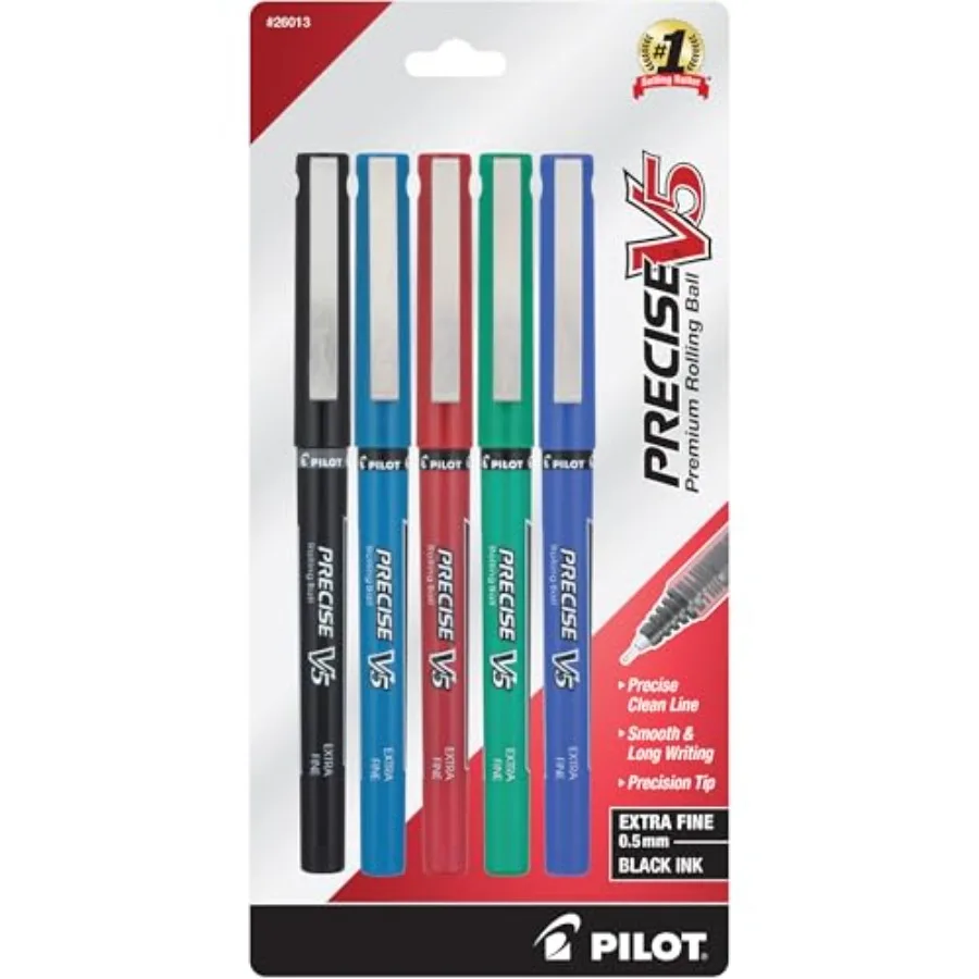 , Precise V5, Capped Liquid Ink Rolling Ball Pens, Extra Fine Point 0.5 mm, Assorted Colors, Pack of 5
, Precise V5, Capped Liquid Ink Rolling Ball Pens, Extra Fine Point 0.5 mm, Assorted Colors, Pack of 5