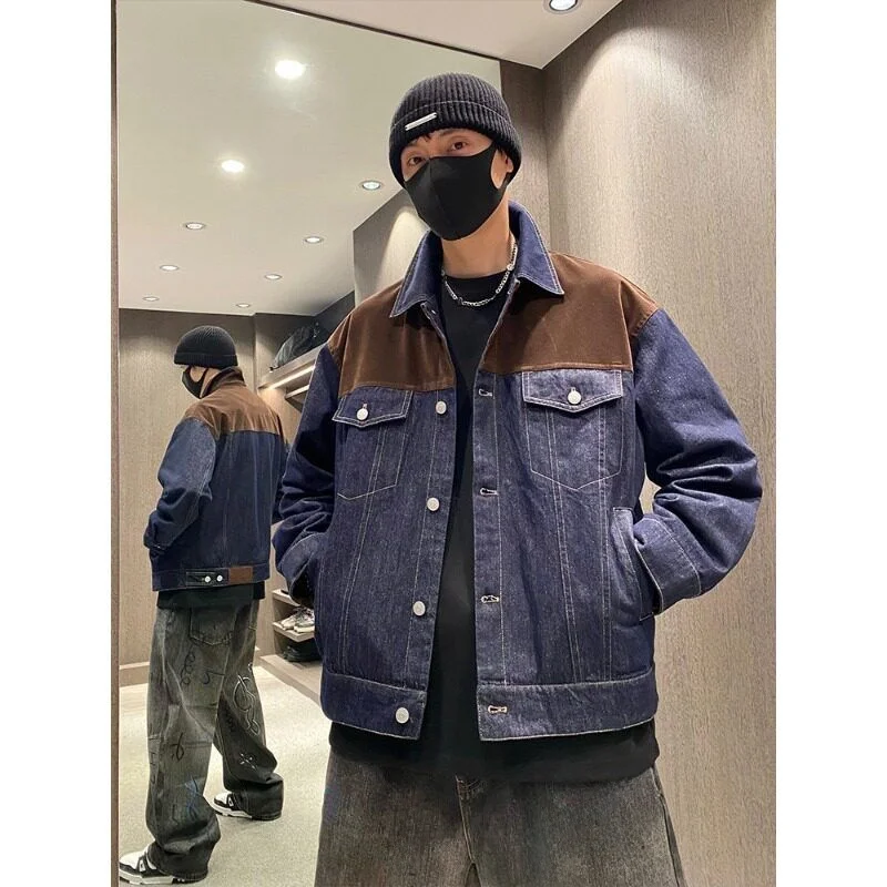 Retro American Spliced Color Block Workwear Denim Jacket Men's Spring New Loose Fit Casual Style Breathable Zipper Closure
Retro American Spliced Color Block Workwear Denim Jacket Men's Spring New Loose Fit Casual Style Breathable Zipper Closure