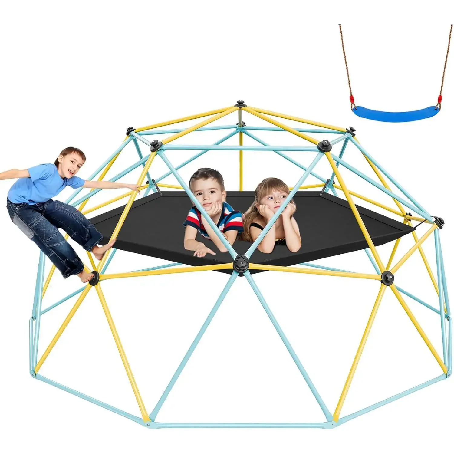 Climbing Dome, 10FT Geometric Dome Climber with Hammock and Swing, Jungle 750LBS and Easy Assembly for Kids 3 to 10 Years Old,
Climbing Dome, 10FT Geometric Dome Climber with Hammock and Swing, Jungle 750LBS and Easy Assembly for Kids 3 to 10 Years Old,