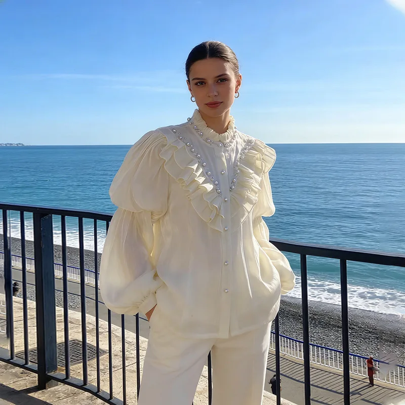 Spring new temperament elegant casual style lantern sleeves loose and thin semi-turtleneck long-sleeved cardigan shirt women
Spring new temperament elegant casual style lantern sleeves loose and thin semi-turtleneck long-sleeved cardigan shirt women