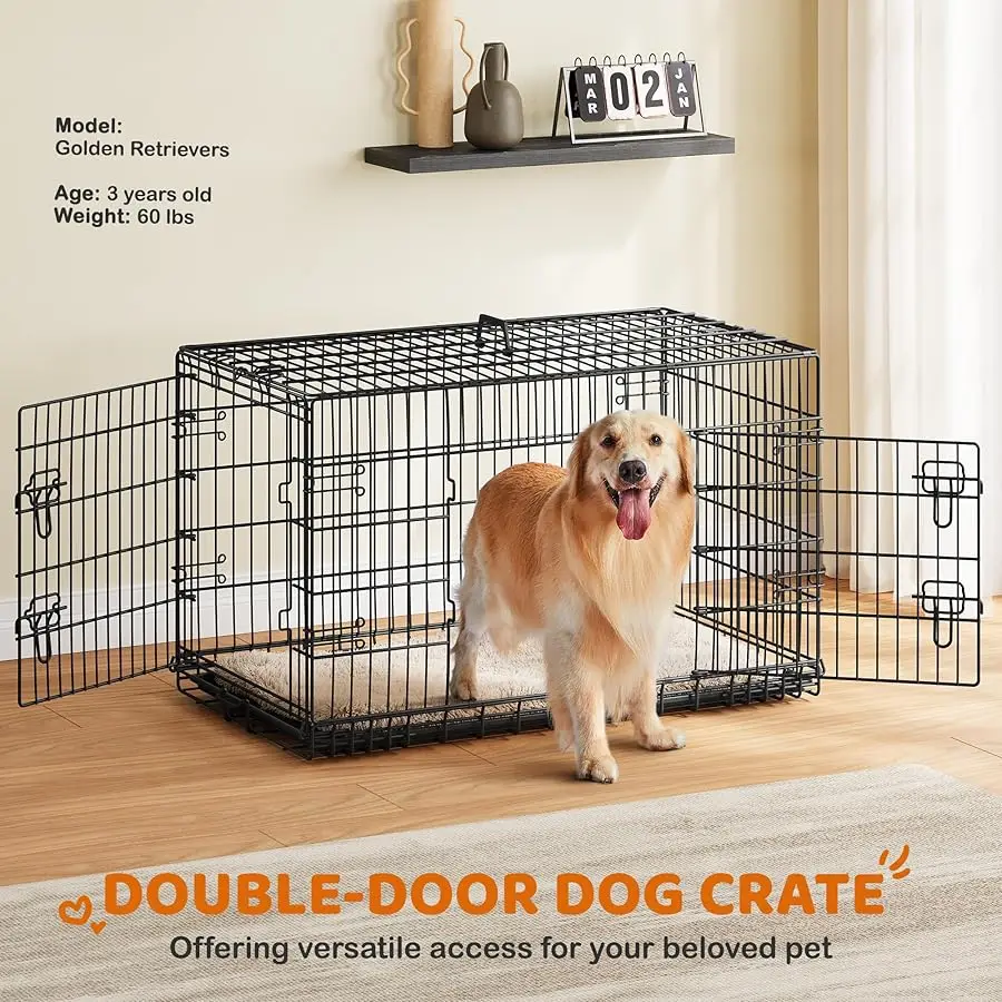 42 inch Double Door Dog Crate w/Di ider for Puppy to Adult XL Collapsible Metal Crate with Remo able Tray Wire Dog Kennel for La
42 inch Double Door Dog Crate w/Di ider for Puppy to Adult XL Collapsible Metal Crate with Remo able Tray Wire Dog Kennel for La