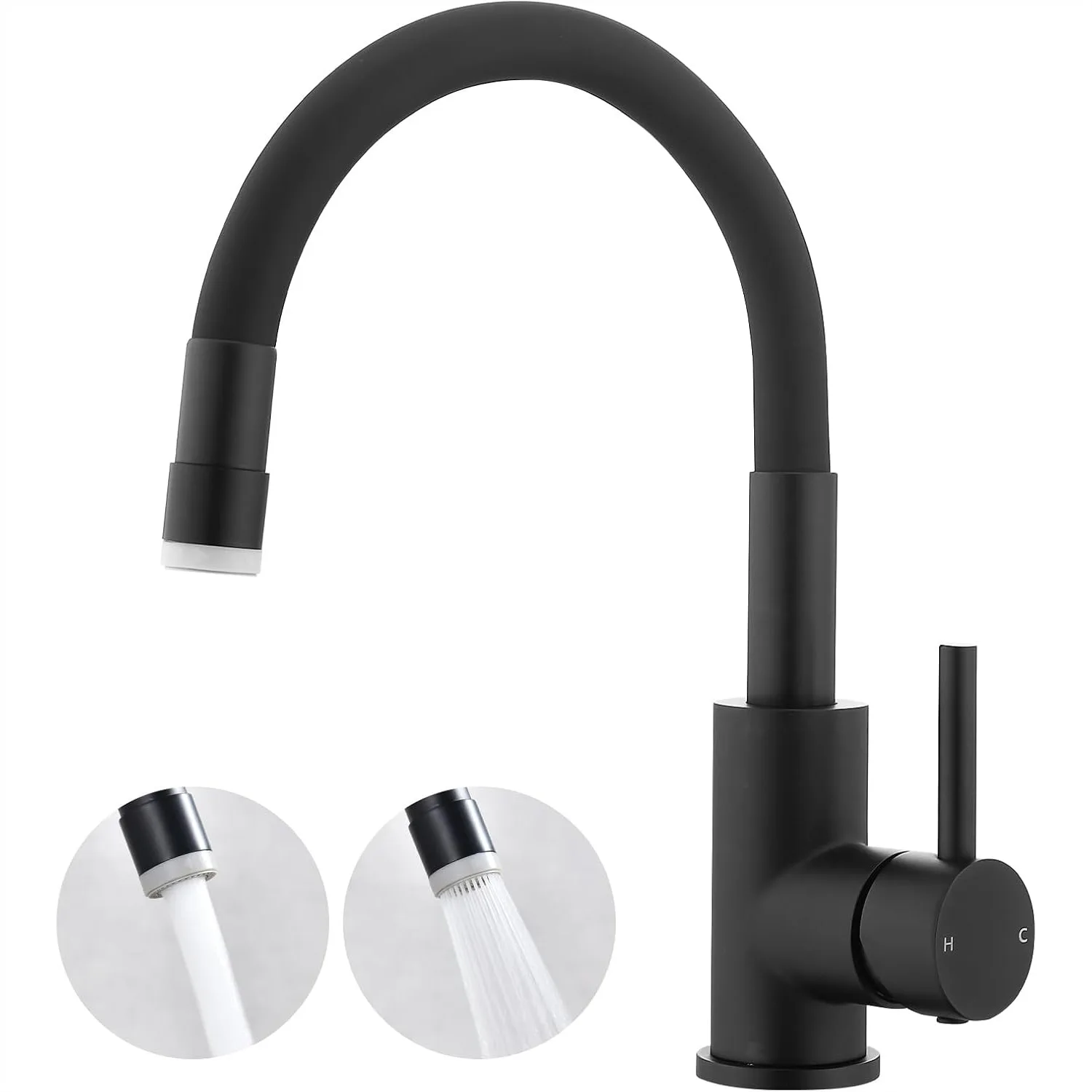 Flexible Gooseneck Bar Sink Faucet Black, 360° Swivel for Bathroom and RV Kitchen
Flexible Gooseneck Bar Sink Faucet Black, 360° Swivel for Bathroom and RV Kitchen