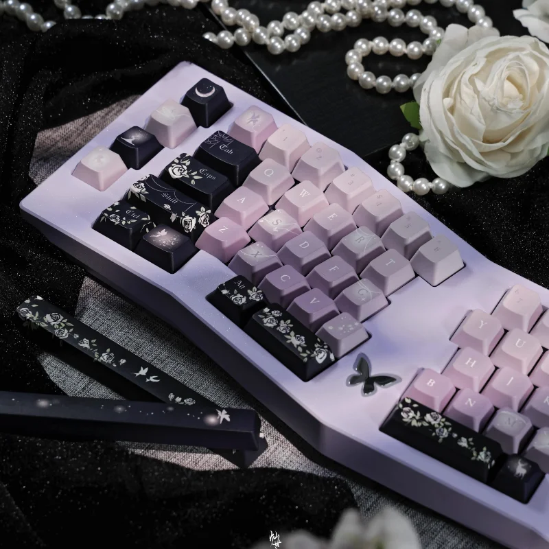 Тематические колпачки для клавиш MiFuny Butterfly Dreams, фиолетовые милые колпачки для клавиш из ПБТ с профилем FC, колпачки для клавиш для механической клавиатуры, аксессуары, подарки на заказ 
Тематические колпачки для клавиш MiFuny Butterfly Dreams, фиолетовые милые колпачки для клавиш из ПБТ с профилем FC, колпачки для клавиш для механической клавиатуры, аксессуары, подарки на заказ