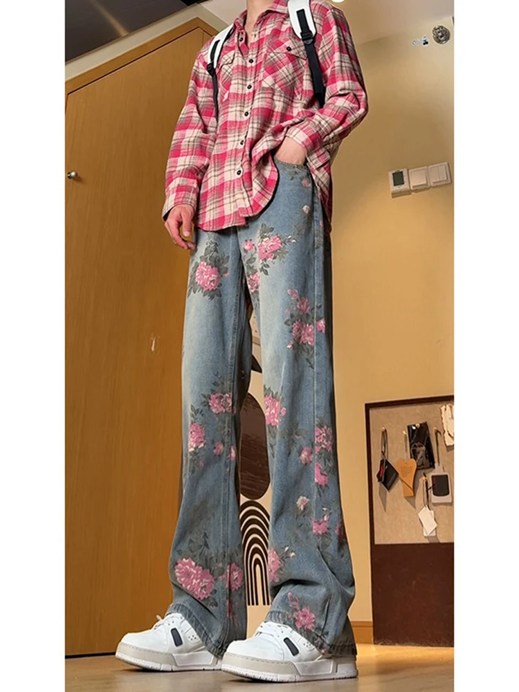 Повседневные мужские джинсы в американском стиле High Street с принтом персиковых цветов, свободные прямые теплые брюки, модные молодежные джинсы
Повседневные мужские джинсы в американском стиле High Street с принтом персиковых цветов, свободные прямые теплые брюки, модные молодежные джинсы