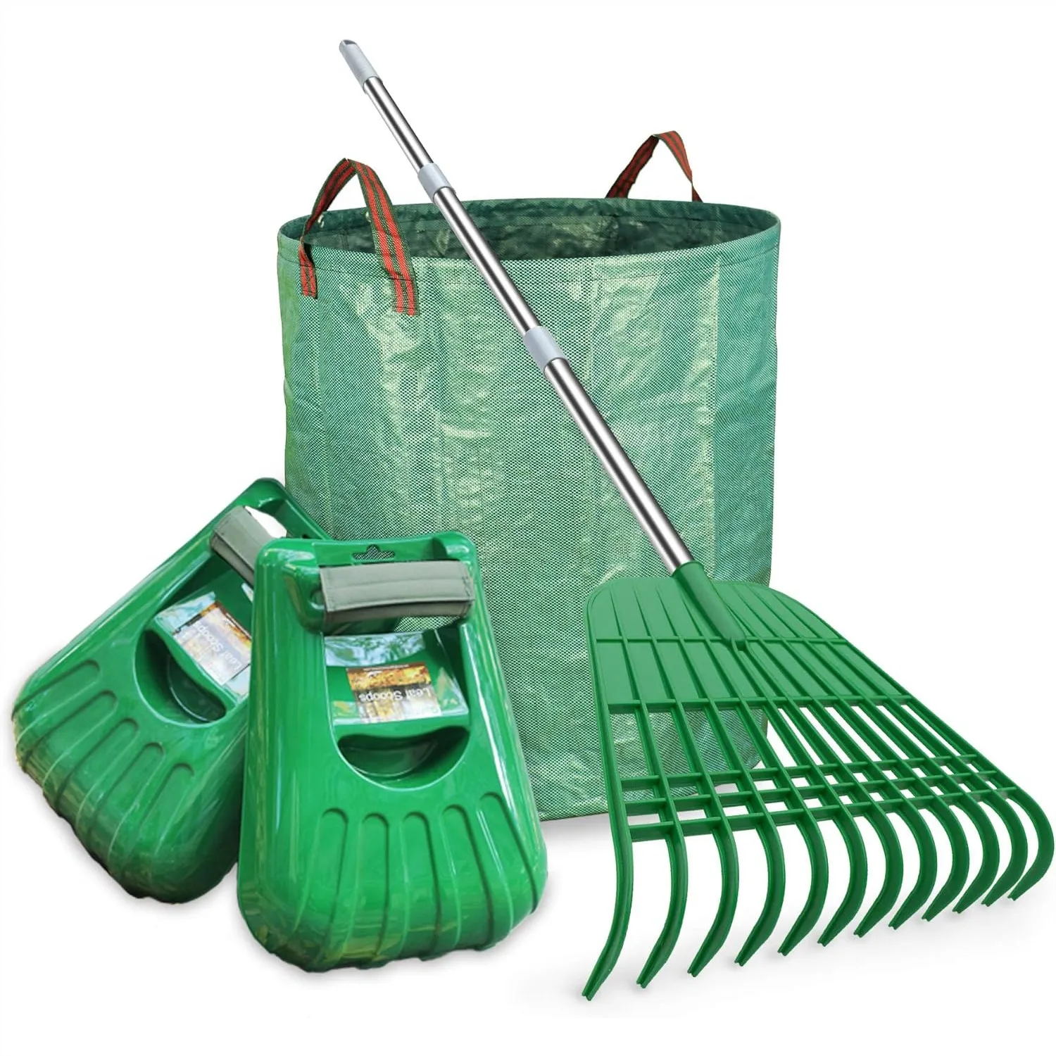 Leaf Rake Set with 72 Gallon Garden Bag, Large Scoops & 12 Tines for Lawn Cleanup
Leaf Rake Set with 72 Gallon Garden Bag, Large Scoops & 12 Tines for Lawn Cleanup