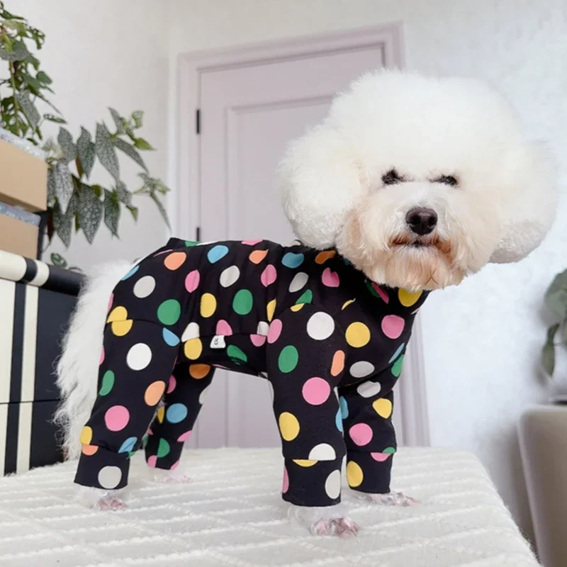 Colorful Dot Print Pet Dog Clothes Fashion Pure Cotton Black Jumpsuits For Small Medium Dog Casual Sportswear Puppy Dog Rompers
Colorful Dot Print Pet Dog Clothes Fashion Pure Cotton Black Jumpsuits For Small Medium Dog Casual Sportswear Puppy Dog Rompers