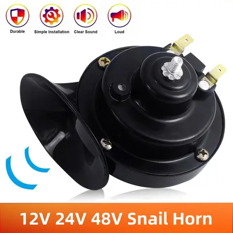 12V 24V 48V Super Loud Motorcycle Waterproof Snail Horn Sound Monophonic Scooters Motorcycle Accessories Electric Moped Horn