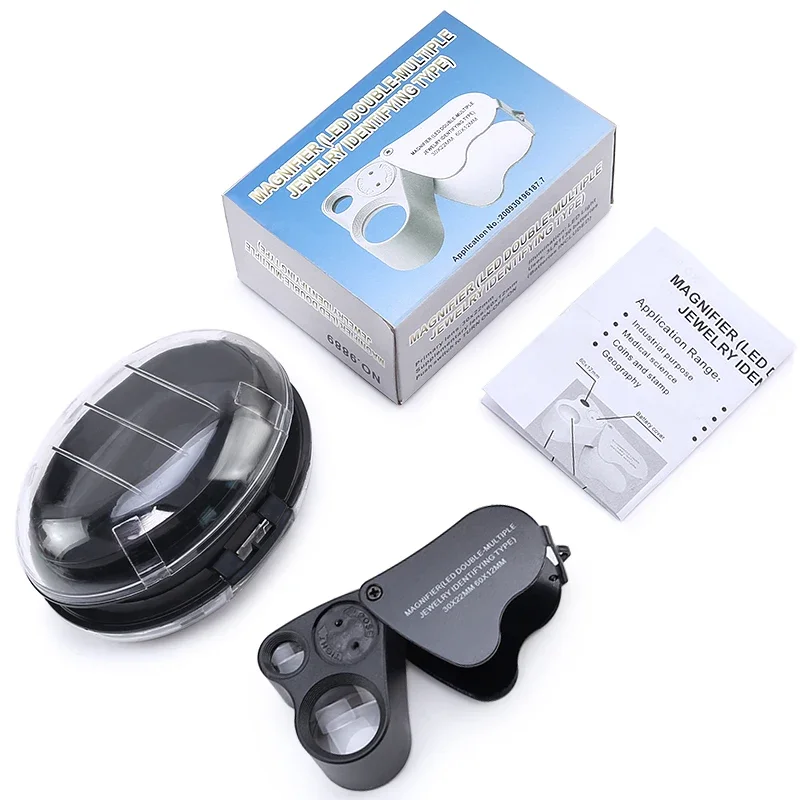 30X 60X Illuminated Jewelers Loupe Foldable Magnifier with LED Light for Jewelry Gems Watches Coins Stamps Antiques Black
30X 60X Illuminated Jewelers Loupe Foldable Magnifier with LED Light for Jewelry Gems Watches Coins Stamps Antiques Black