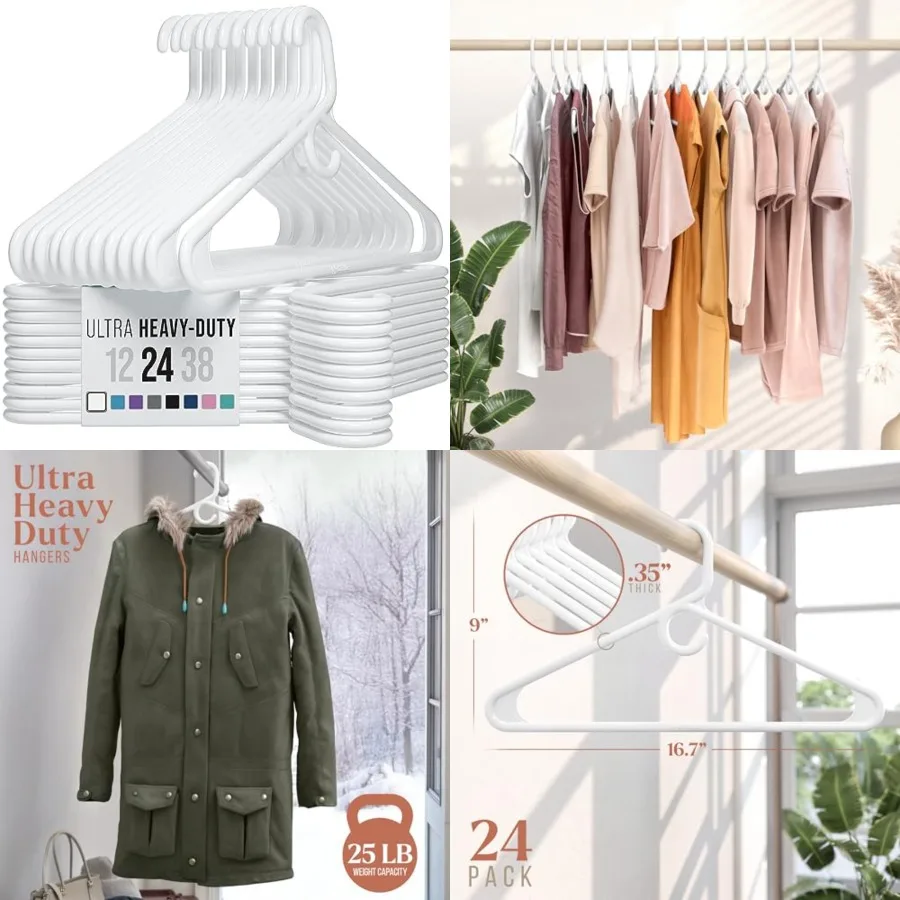 Thick Heavy Duty Hangers - Plastic Clothes Hangers Pack - Great for Coat Hanger, Jackets Jeans and Suit Hanger for Closet - New
Thick Heavy Duty Hangers - Plastic Clothes Hangers Pack - Great for Coat Hanger, Jackets Jeans and Suit Hanger for Closet - New