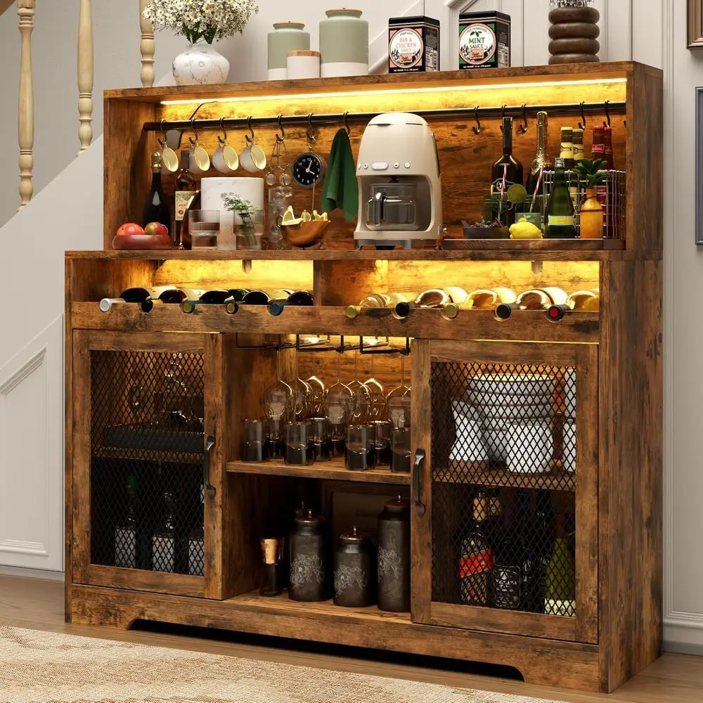 Wine Bar Cabinet with LED Light, Liquor Cabinet with Glass Holder, Coee Bar or Liquor, Storage Buet with Wine Racks, Wine Cabine
Wine Bar Cabinet with LED Light, Liquor Cabinet with Glass Holder, Coee Bar or Liquor, Storage Buet with Wine Racks, Wine Cabine