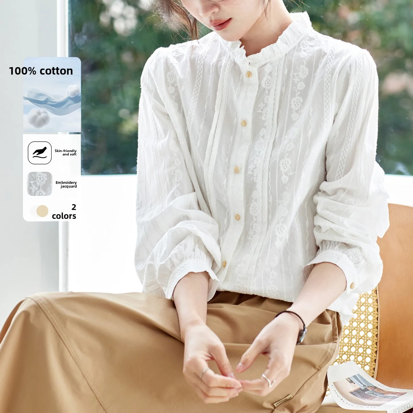 Ele Pure Cotton Long Sve Women's irt Embroidered Earlet Collar Chinese Sle Spring Faion High End Feeling Blouse
Ele Pure Cotton Long Sve Women's irt Embroidered Earlet Collar Chinese Sle Spring Faion High End Feeling Blouse