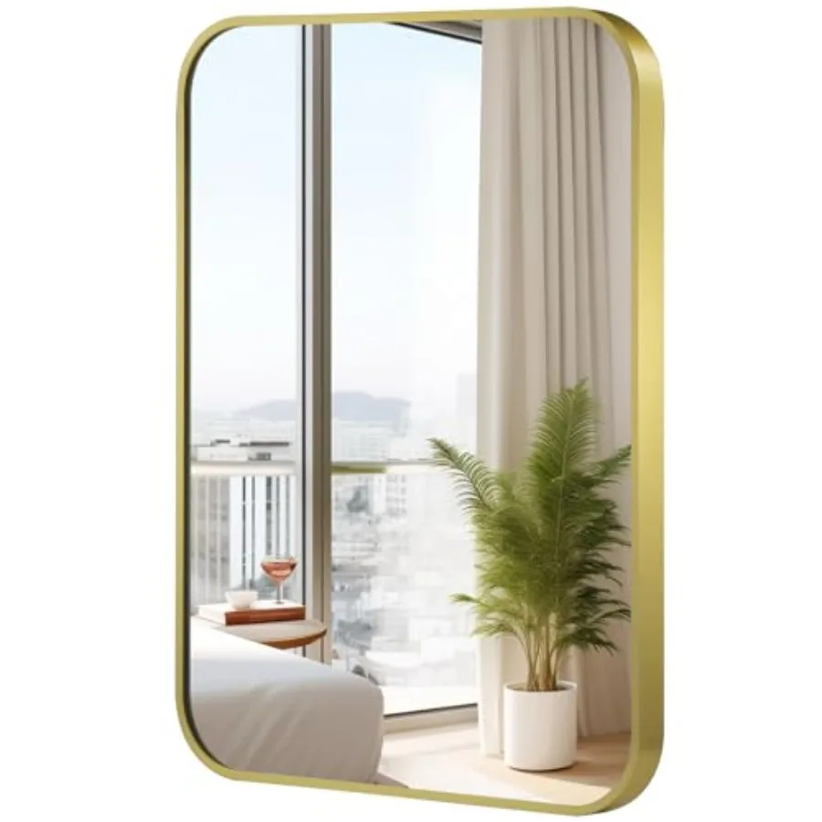 20x30 Inch Gold Mirror, Framed Rectangle Mirror with Rounded Corner, Brushed Brass Mirror, Gold Bathroom Mirror for Over Sink,
20x30 Inch Gold Mirror, Framed Rectangle Mirror with Rounded Corner, Brushed Brass Mirror, Gold Bathroom Mirror for Over Sink,