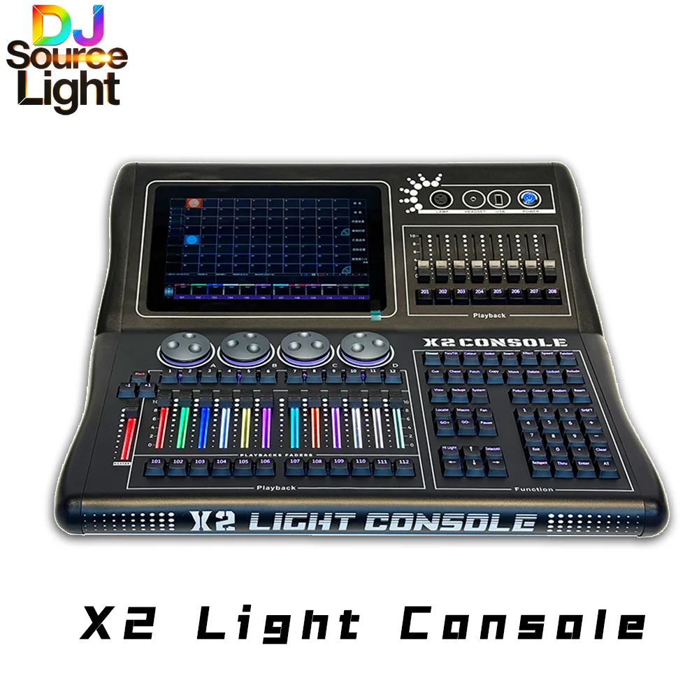 DJSOURCE X2 DMX Console With RGB Backlight 4 DMX Output 2048 Channels Artnet Dj Disco Moving Head Par Stage Lighting Controller
DJSOURCE X2 DMX Console With RGB Backlight 4 DMX Output 2048 Channels Artnet Dj Disco Moving Head Par Stage Lighting Controller
