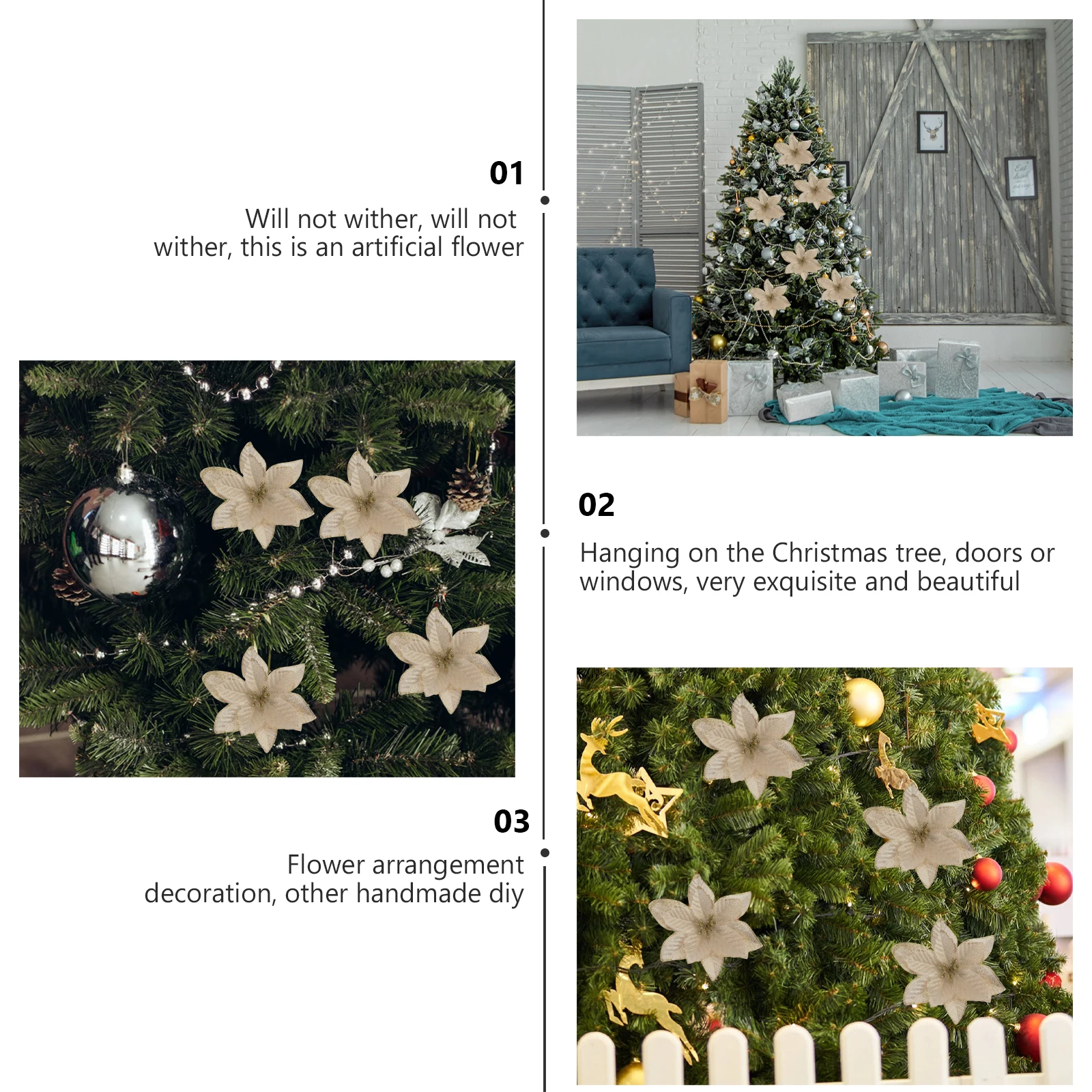 30 Pcs Flower nament Christmas Flower Decor Lightweight Elegant Craft nament for Tree Party Home Festive
30 Pcs Flower nament Christmas Flower Decor Lightweight Elegant Craft nament for Tree Party Home Festive