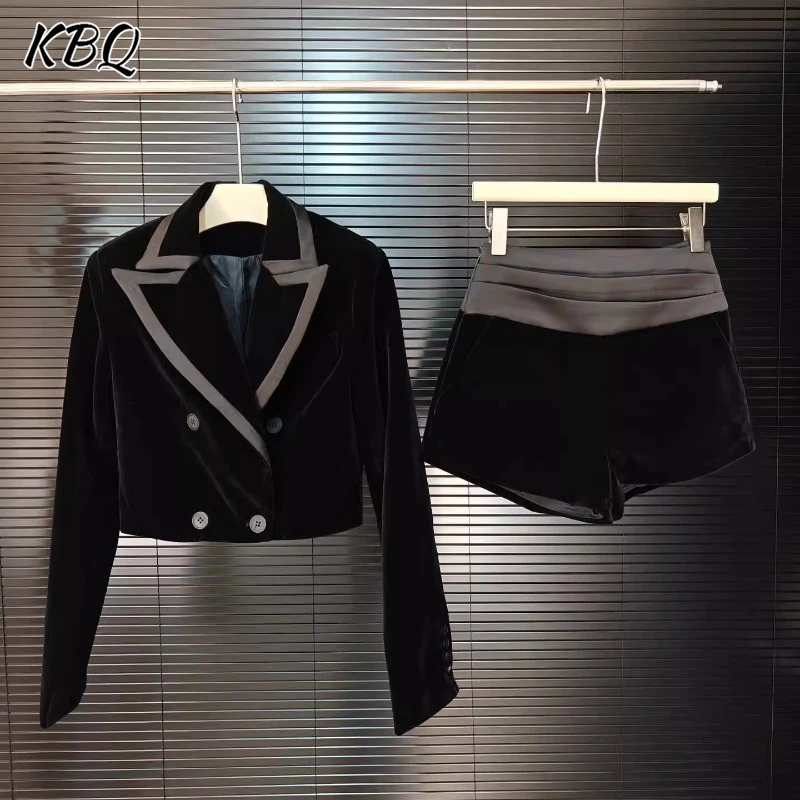 KBQ Hit Color Two Piece Sets For Women Lapel Long Sleeve Short Blazer High Wiast Shorts Vintage Light Luxury Set Female Fashion
KBQ Hit Color Two Piece Sets For Women Lapel Long Sleeve Short Blazer High Wiast Shorts Vintage Light Luxury Set Female Fashion