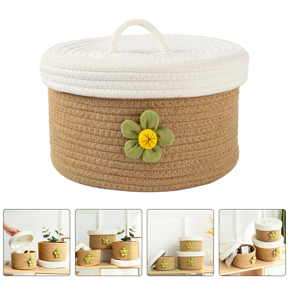 Storage Baskets Box with Lid Cotton Thread Sundries Rope Organizer Light Brown Round Woven Child
Storage Baskets Box with Lid Cotton Thread Sundries Rope Organizer Light Brown Round Woven Child
