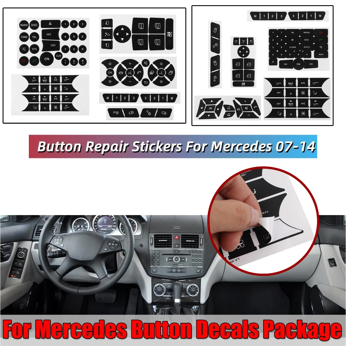 Car Button Repair Sticker Steering AC Window Decals Stickers For Mercedes For Benz 2007-2014 Button Repair Sticker Decal
Car Button Repair Sticker Steering AC Window Decals Stickers For Mercedes For Benz 2007-2014 Button Repair Sticker Decal