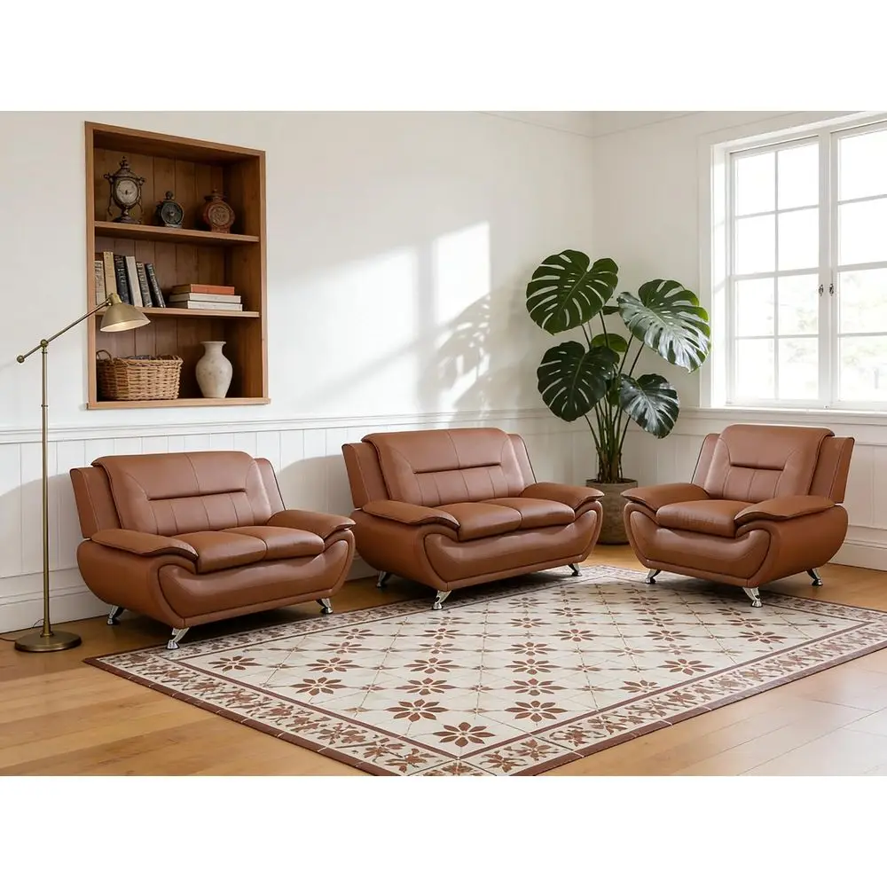 Modern Living Room Furniture Set: Sectional Sofa, Orange Leather Sofa Set, Ergonomic Leather Loveseat with Metal Legs, Ideal for
Modern Living Room Furniture Set: Sectional Sofa, Orange Leather Sofa Set, Ergonomic Leather Loveseat with Metal Legs, Ideal for