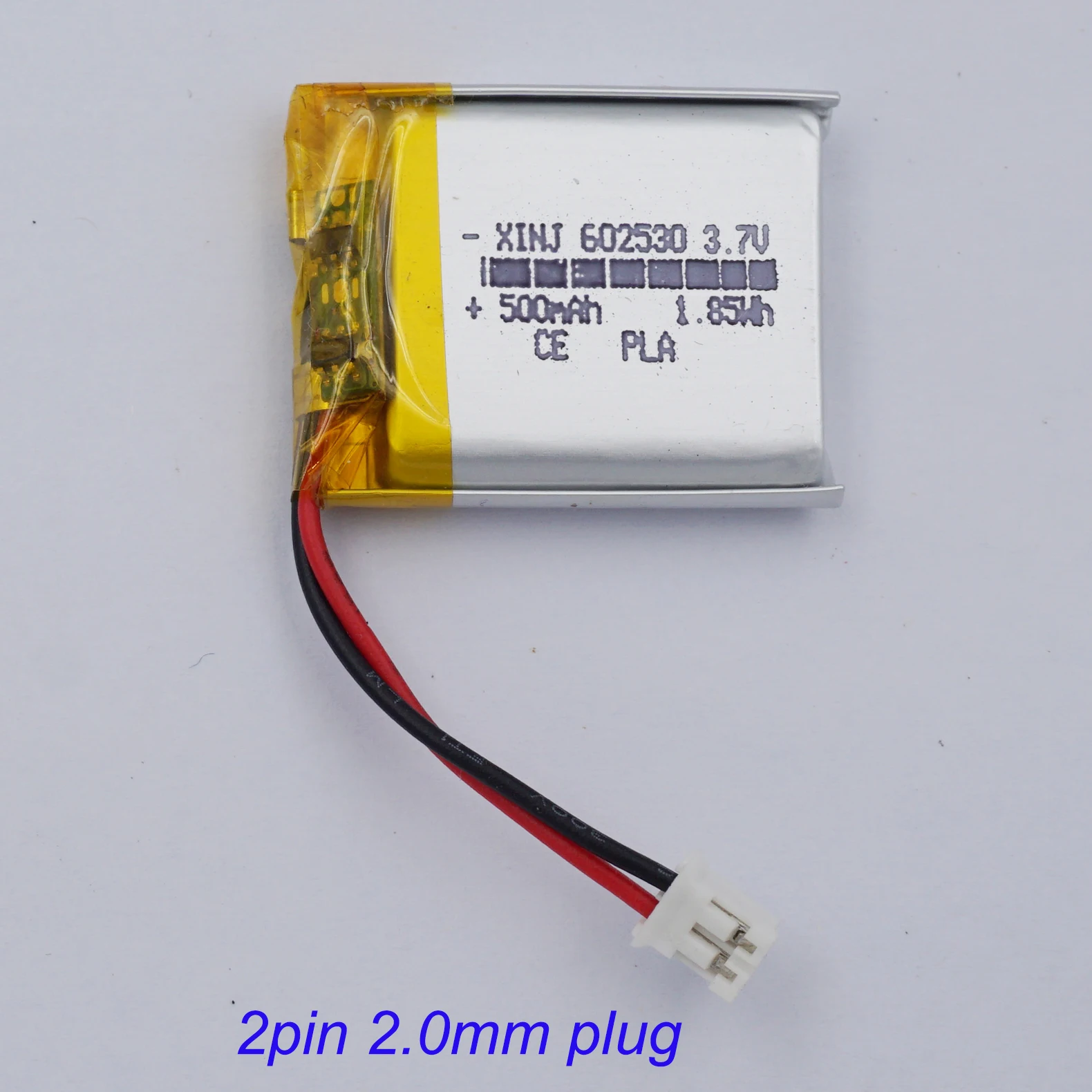 3.7V 500mAh 1.85Wh Rechargeable Li Polymer Lipo Lithium Battery JST 2pin 2.0mm Connector 602530 For Camera Car Navigation E-book
3.7V 500mAh 1.85Wh Rechargeable Li Polymer Lipo Lithium Battery JST 2pin 2.0mm Connector 602530 For Camera Car Navigation E-book