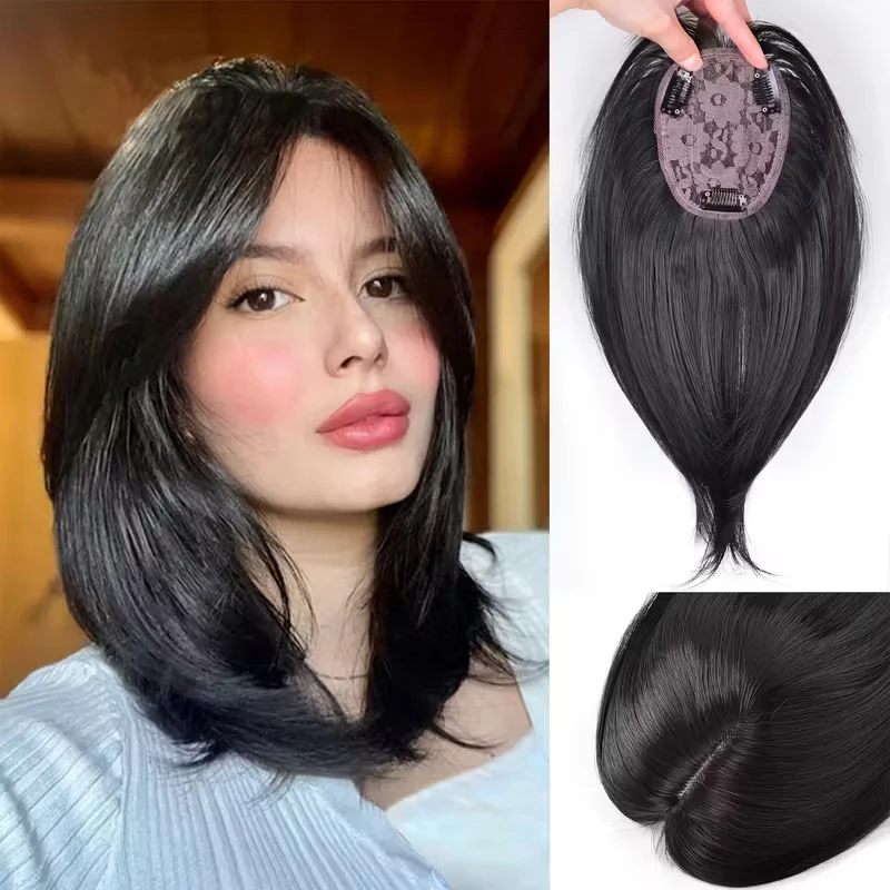 French-style air , middle-parted , hairpiece for top of the head, seamless hairline concealer, figure-eight bangs
French-style air , middle-parted , hairpiece for top of the head, seamless hairline concealer, figure-eight bangs