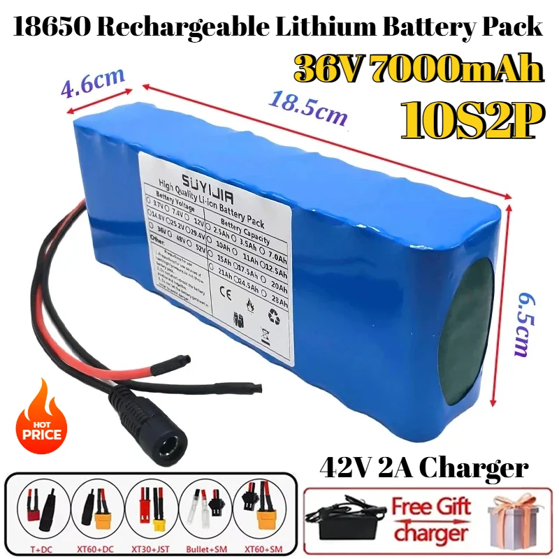 18650 Rechargeable Li-ion Battery 10S2P 36V 7000mAh Battery Pack for Dual Drive Four Wheel Scooter Built-in BMS +42V2A Charger
18650 Rechargeable Li-ion Battery 10S2P 36V 7000mAh Battery Pack for Dual Drive Four Wheel Scooter Built-in BMS +42V2A Charger