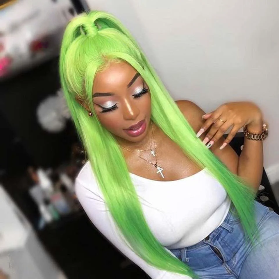 100% Human 13X4 HD Lace Frontal Wig Colored Mint Green Long Straight Glueless Pre Plucked Wear And Go Cosplay Wigs For Women
100% Human 13X4 HD Lace Frontal Wig Colored Mint Green Long Straight Glueless Pre Plucked Wear And Go Cosplay Wigs For Women