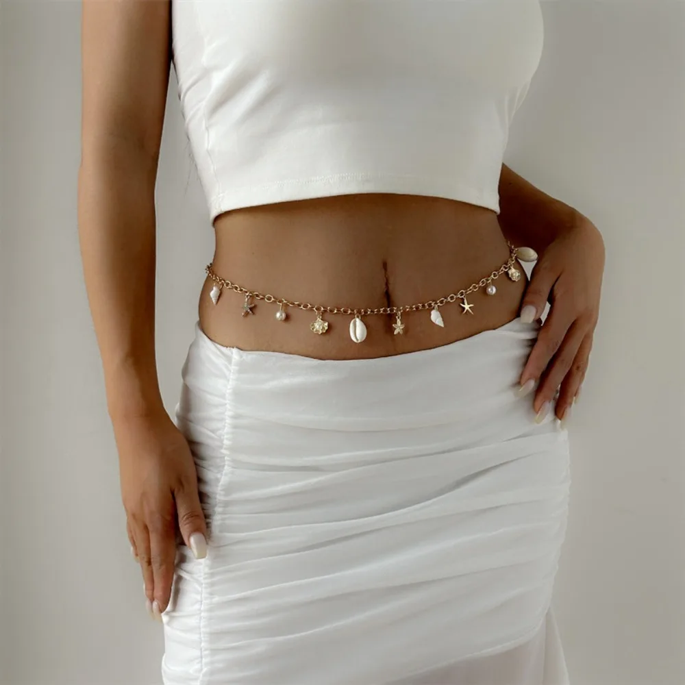 Gold Ocean Starfish Shell Charm Waist Chain, Boho Beach Seashell Pearl Adjustable Layer Belly Chain Body Jewelry for Women
Gold Ocean Starfish Shell Charm Waist Chain, Boho Beach Seashell Pearl Adjustable Layer Belly Chain Body Jewelry for Women