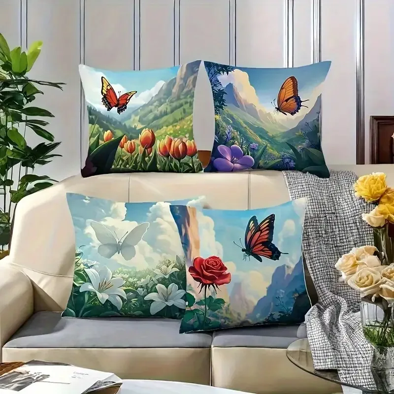 4pcs Butterfly natural scenery double-sided Printed Short plush Suitable living rooms bedrooms sofas zippered closure
4pcs Butterfly natural scenery double-sided Printed Short plush Suitable living rooms bedrooms sofas zippered closure