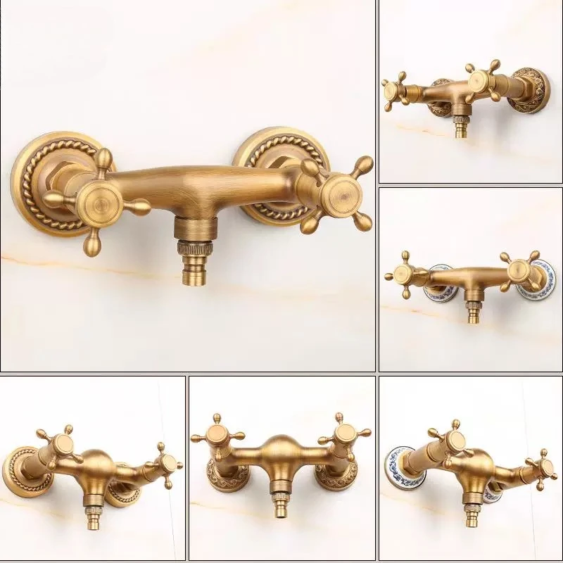 Brass Faucets Cold and Hot Washing Faucet Retro Mixing Valve Double Control Toilet Balcony Wall Mounted Bathtub Faucet
Brass Faucets Cold and Hot Washing Faucet Retro Mixing Valve Double Control Toilet Balcony Wall Mounted Bathtub Faucet