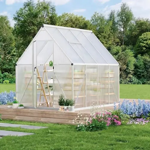 Outdoor Greenhouse 6×7 ft with UV Protection - Polyte Walk-in Greenhouse with Lockable Door Adjustable Roof Vent
Outdoor Greenhouse 6×7 ft with UV Protection - Polyte Walk-in Greenhouse with Lockable Door Adjustable Roof Vent