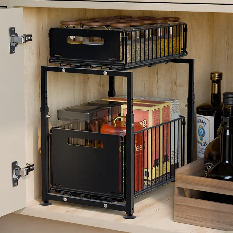 2-Tier Pull-Out Storage Rack for Kitchen Cabinet
2-Tier Pull-Out Storage Rack for Kitchen Cabinet