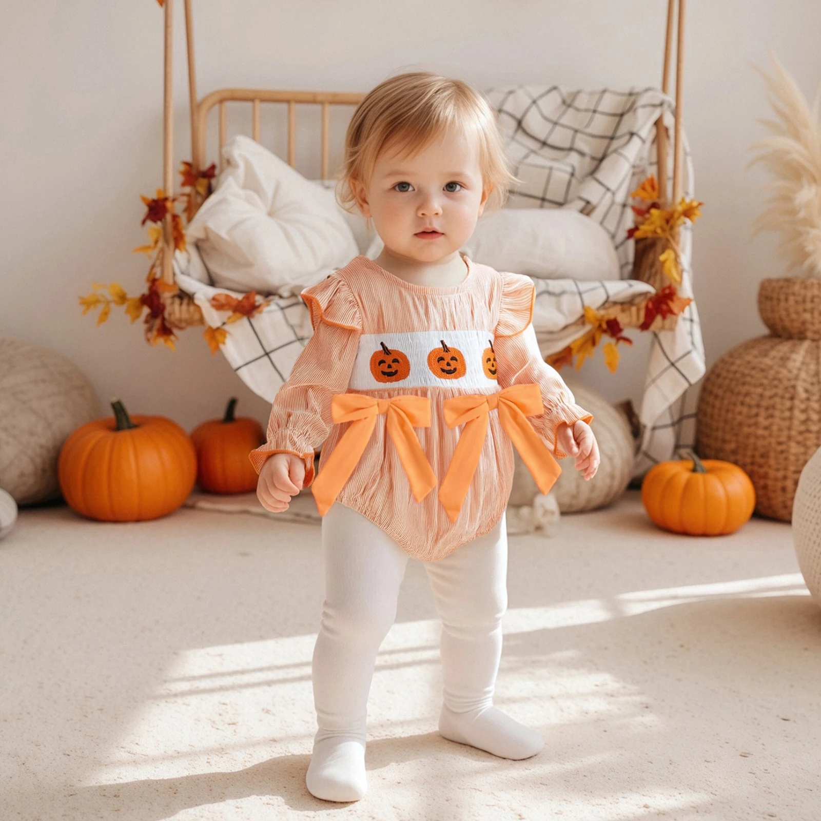 Baby Clothing Girls Romper Long Sleeve Crew Neck Stripes Embroidery Pumpkin Bodysuit Newborn Halloween Costume
Baby Clothing Girls Romper Long Sleeve Crew Neck Stripes Embroidery Pumpkin Bodysuit Newborn Halloween Costume