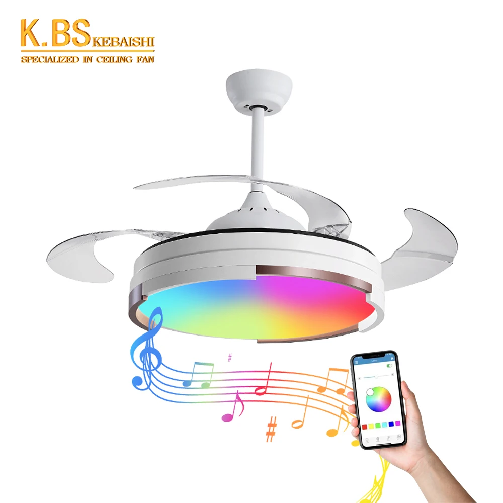 APP Control Music Speaker Invisible Ceiling Fan Fandelier Dimmable RGB Color Light Retractable Ventilador De Techo Con Luz
APP Control Music Speaker Invisible Ceiling Fan Fandelier Dimmable RGB Color Light Retractable Ventilador De Techo Con Luz
