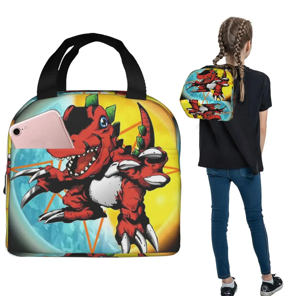Digimon Tyrannomon Insulated Lunch Bag for Women Children Portable Food Boxes Thermal Lunch Box Tote
Digimon Tyrannomon Insulated Lunch Bag for Women Children Portable Food Boxes Thermal Lunch Box Tote