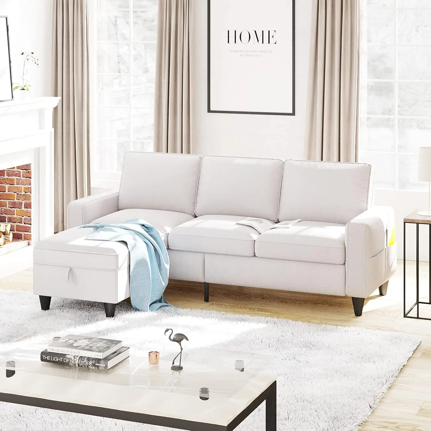Sectional Sofa Couch L-Shaped Couch with Storage Ottoman, Beige Couches for Living Room, 3-Seat Sectional Sofas for Living Room
Sectional Sofa Couch L-Shaped Couch with Storage Ottoman, Beige Couches for Living Room, 3-Seat Sectional Sofas for Living Room
