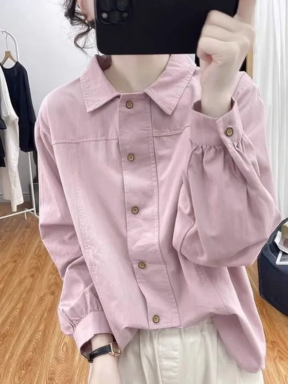 Весенне-осенняя женская блузка из чистого хлопка, свободного кроя, с воротником в стиле ретро, базовый слой, повседневная, модная.
Весенне-осенняя женская блузка из чистого хлопка, свободного кроя, с воротником в стиле ретро, базовый слой, повседневная, модная.