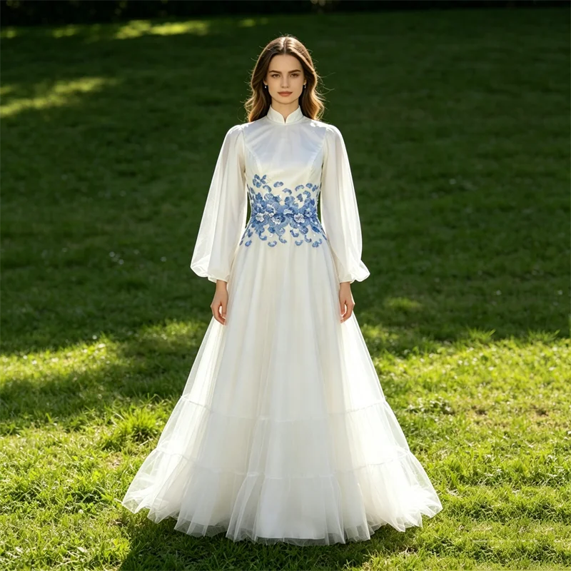 Real Photo Customized Evening Dress Modest Hig Collar Full Sleeves A-line Floor Length Plus size Woman Party Formal Gown ML065
Real Photo Customized Evening Dress Modest Hig Collar Full Sleeves A-line Floor Length Plus size Woman Party Formal Gown ML065