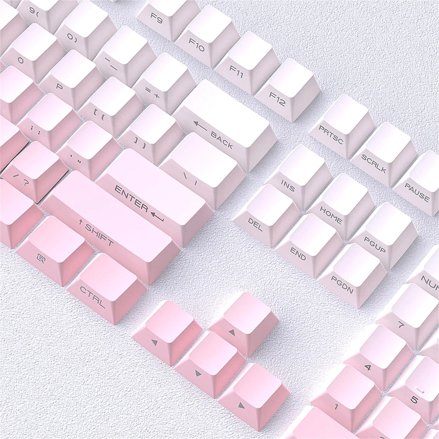 Side Printed Backlit Pink Gradient Keycaps 140+ Keys PBT Cherry Profile for Mechanical Keyboard
Side Printed Backlit Pink Gradient Keycaps 140+ Keys PBT Cherry Profile for Mechanical Keyboard